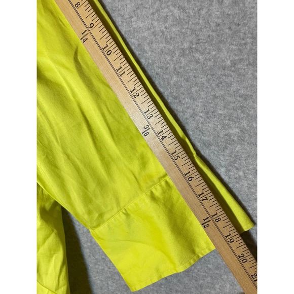 Maggie Barnes Catherines‎ Blouse Womens 1X Button Up Pin Tuck Chartreuse - Picture 5 of 7